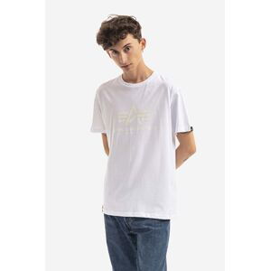 Bavlněné tričko Alpha Industries Basic T Kryptonite bílá barva, s potiskem, 116521.09-white