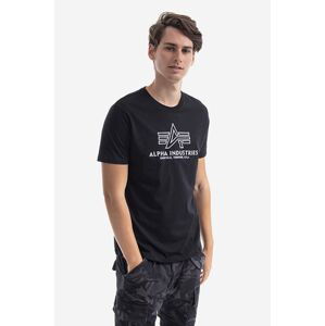 Bavlněné tričko Alpha Industries černá barva, s aplikací, 118505.95-black