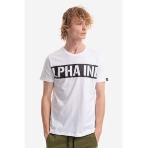 Bavlněné tričko Alpha Industries bílá barva, s potiskem, 118511.09-white