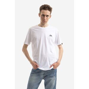 Bavlněné tričko Alpha Industries bílá barva, s potiskem, 128507CP.573-white