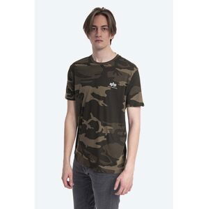 Bavlněné tričko Alpha Industries Backprint T Camo zelená barva, 128507C.239-green