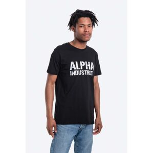 Bavlněné tričko Alpha Industries černá barva, s potiskem, 156513.95-black