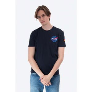 Bavlněné tričko Alpha Industries Space Shuttle T tmavomodrá barva, s potiskem, 176507.07-navy