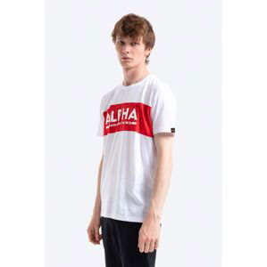 Bavlněné tričko Alpha Industries bílá barva, s potiskem, 186505.09-white