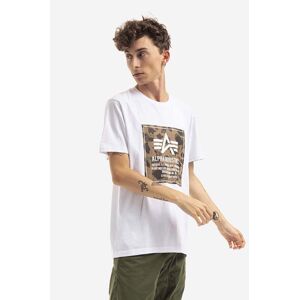 Bavlněné tričko Alpha Industries Camo Block bílá barva, s potiskem, 198504.09-white