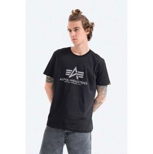 Bavlněné tričko Alpha Industries černá barva, s potiskem, 100501RP.03-black