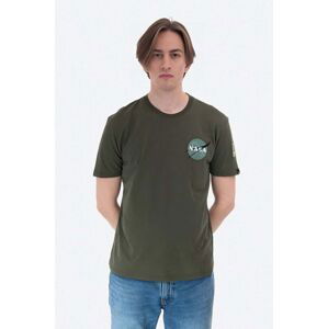 Bavlněné tričko Alpha Industries zelená barva, 176507.257-green