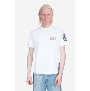 Bavlněné tričko Napapijri S-Amundsen bílá barva, s potiskem, NA4H6B-002