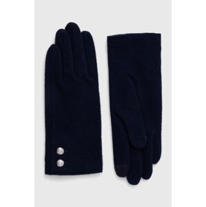 Vlněné rukavice Lauren Ralph Lauren tmavomodrá barva