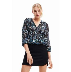 Halenka Desigual 23WWBW06 WOMAN WOVEN BLOUSE LONG SLEEVE dámská, tmavomodrá barva