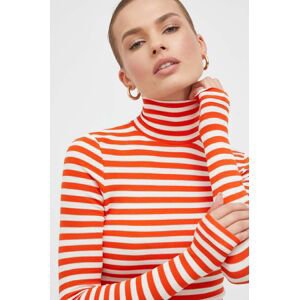 Tričko s dlouhým rukávem MAX&Co. oranžová barva, s golfem