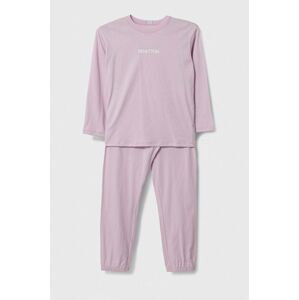 Dětské bavlněné pyžamo United Colors of Benetton růžová barva, s potiskem