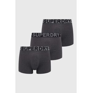 Boxerky Superdry 3-pack pánské, šedá barva