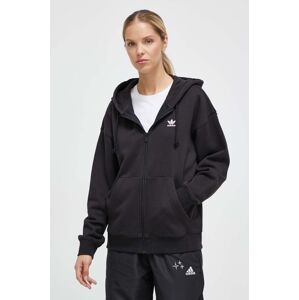 Mikina adidas Originals dámská, černá barva, s kapucí, s aplikací