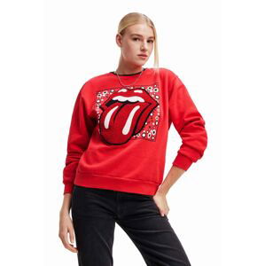 Mikina Desigual 23WWSK30 WOMAN KNIT SWEAT LONG SLEEVE dámská, červená barva, s potiskem