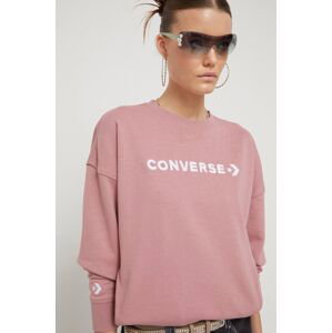 Mikina Converse dámská, růžová barva, s potiskem