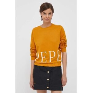 Bavlněná mikina Pepe Jeans dámská, oranžová barva, s potiskem