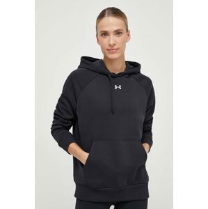 Mikina Under Armour dámská, černá barva, s kapucí, hladká, 1379500