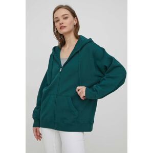Mikina Hollister Co. dámská, zelená barva, s kapucí, hladká