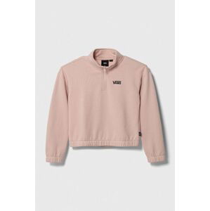 Dětská mikina Vans HALF ZIP MOCK PULLOVER VN00077VBQL1 růžová barva, hladká