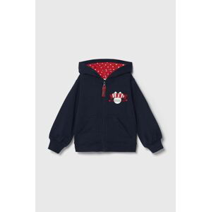 Dětská bavlněná mikina zippy x Disney tmavomodrá barva, s kapucí, s potiskem