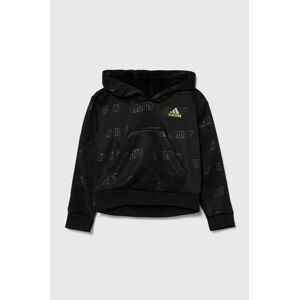 Dětská mikina adidas JG BLUV Q4 HD černá barva, s kapucí, vzorovaná