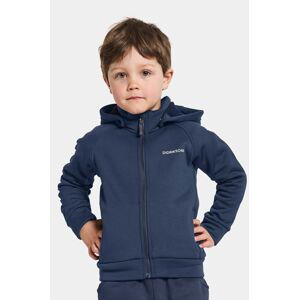 Dětská mikina Didriksons CORIN KIDS FULLZIP tmavomodrá barva, s kapucí, hladká