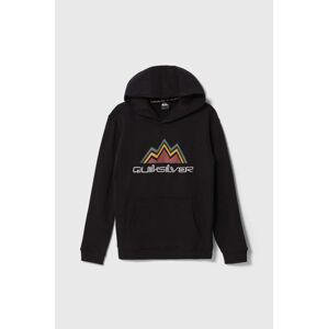 Dětská mikina Quiksilver BIG LOGO SNOW OTLR černá barva, s kapucí, s potiskem