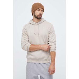 Bavlněná mikina adidas Originals pánská, béžová barva, s kapucí, s potiskem