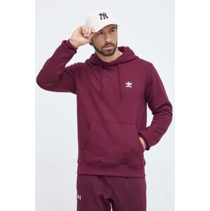 Mikina adidas Originals pánská, vínová barva, s kapucí, hladká