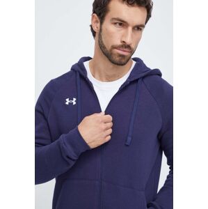 Mikina Under Armour pánská, tmavomodrá barva, s kapucí, hladká