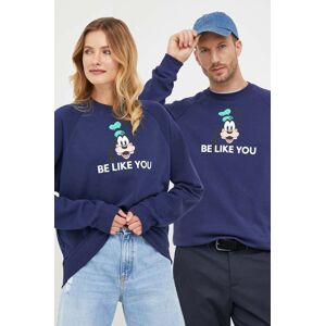 Bavlněná mikina United Colors of Benetton x Disney tmavomodrá barva, s potiskem