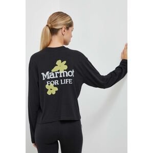 Tričko s dlouhým rukávem Marmot Flowers For Life černá barva