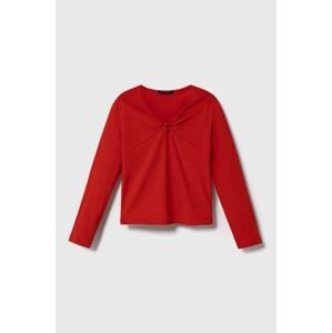 Dětské tričko s dlouhým rukávem Sisley červená barva