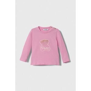 Kojenecké tričko s dlouhým rukávem Pinko Up růžová barva