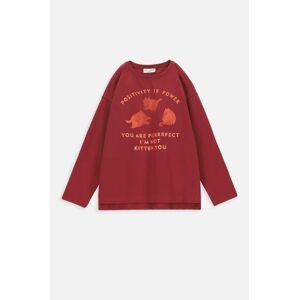 Dětské tričko s dlouhým rukávem Coccodrillo vínová barva