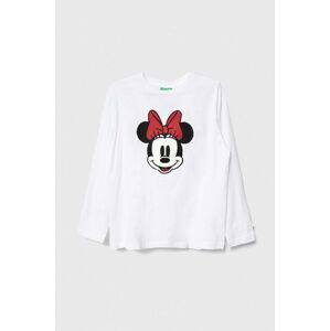 Dětská bavlněná košile s dlouhým rukávem United Colors of Benetton x Disney bílá barva, s potiskem