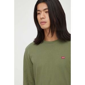Bavlněné tričko s dlouhým rukávem Levi's zelená barva