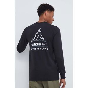 Bavlněné tričko s dlouhým rukávem adidas Originals černá barva, s potiskem