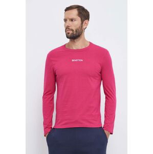 Tričko s dlouhým rukávem United Colors of Benetton růžová barva, s potiskem