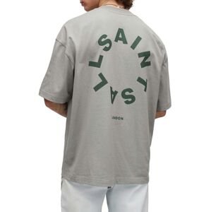Bavlněné tričko s dlouhým rukávem AllSaints TIERRA CREW šedá barva, s potiskem