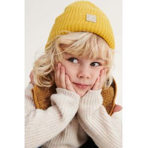 Dětská vlněná čepice Liewood žlutá barva