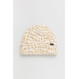 Dětska čepice Vans VN000F9HBSM1 CHEETAH CHECK BEANIE béžová barva, z husté pleteniny