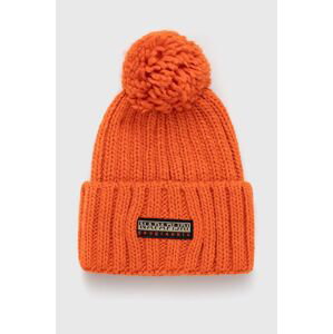Čepice z vlněné směsi Napapijri oranžová barva, z husté pleteniny
