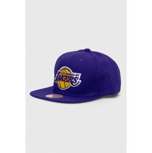 Kšiltovka Mitchell&Ness LOS ANGELES LAKERS fialová barva, s aplikací