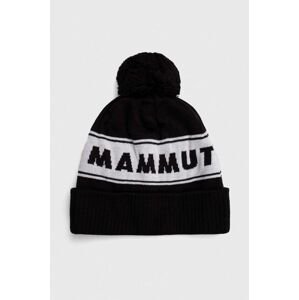 Čepice Mammut Peaks černá barva, z tenké pleteniny, vlněná