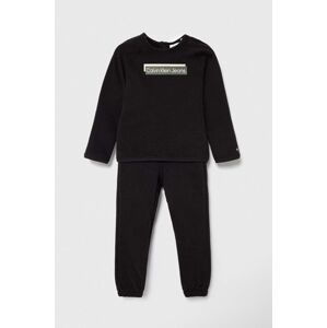Bavlněná tepláková souprava pro miminka Calvin Klein Jeans černá barva