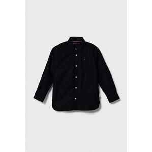 Dětská bavlněná košile Tommy Hilfiger černá barva
