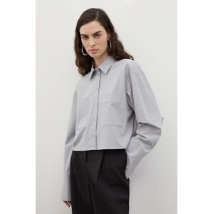 Košile Herskind dámská, šedá barva, relaxed, s klasickým límcem
