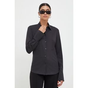 Košile Pinko dámská, černá barva, regular, s klasickým límcem, 102164.Y817